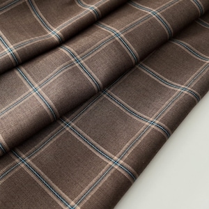 Luxury Italian designer fabric, check fabric, cashmere-silk blend, high quality