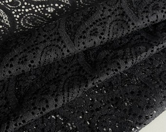 Italian designer cotton blend lace fabric, best quality, colour: black