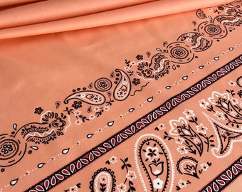 Exklusive, Hochwertige Baumwolle- Batist Stoff, Designer Stoff im berühmte Designer Style, Panel Stoff,Farbe: Apricot