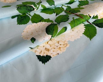 Exclusive, Italian designer cotton-batiste fabric, designer fabric with Gardenia flower print, high quality, panel fabric