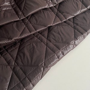 Luxury, high-quality Italian thin, soft, padded quilted fabric, designer fabric, designer quilt, color: dark chocolate