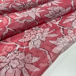 Italian silk chiffon fabric, floral print, designer fabric, sold by the meter