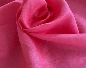 Italian 100% linen fabric, linen clothing fabric, color pink, last piece 1.30 meters