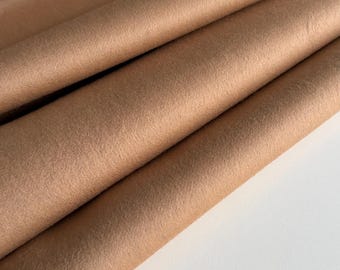 Italian wool-cashmere fabric, coat fabric, double-sided, luxury coat fabric, premium quality, color: camel brown