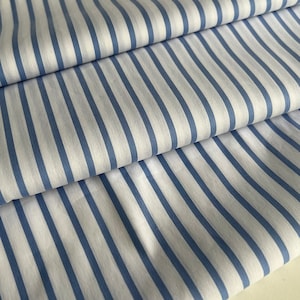 Exclusive, high-quality cotton-soft fabric, famous designer style, high quality, stripe print, color: light blue