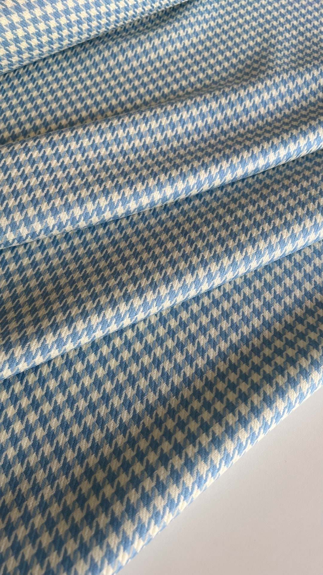 Luxury Italian LANA VERGINE Wool Fabric, Houndstooth Pattern Fabric