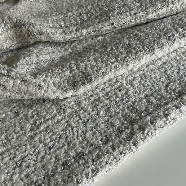 Exklusive, italienische Wolle Mix - Lurex TWEED Stoff , Berühmte Designer, Premium Qualität, Farbe: Weiß