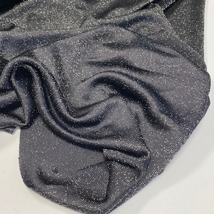 ITALY DESIGNER fabric, viscose - Cupra - Lurex fabric, premium quality, color: black with gold, sold by the meter