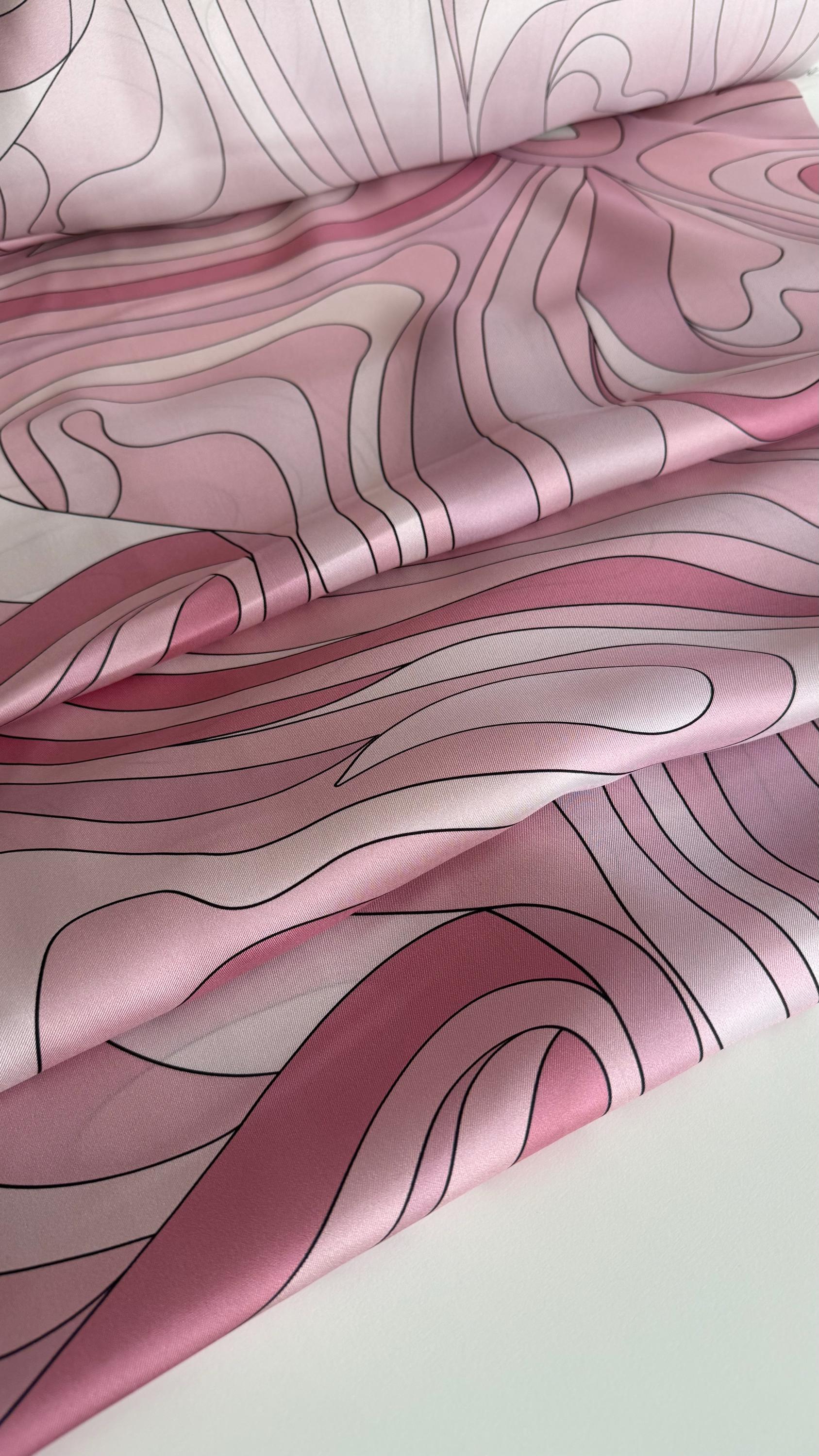 Italian silk twill fabric, designer style, premium quality, color: pink, last piece 1.40 meters