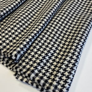 Italian Designer WOOL Fabric, Black and White, Double Face, High Quality