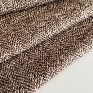 Italian Famous Designer Wool Fabric, Coat Fabric, Zig-Zag Knit, Premium Quality, Color: Dark Beige, Warm and Soft