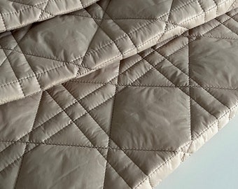 Luxury, high-quality Italian thin, soft, padded quilted fabric, designer fabric, designer quilted, color: beige