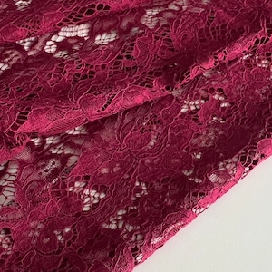 Exclusive Italian cotton-viscose lace fabric, designer fabric, luxury fabric, famous designers, Dolce Style, color: red wine, last piece 1.15 meters
