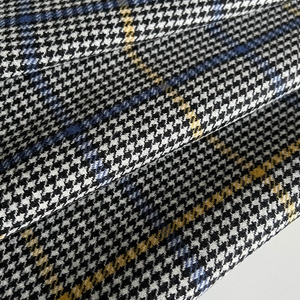 Italian famous designer wool fabric, coat fabric, double-face fabric, premium quality, color: gray/checkered fabric