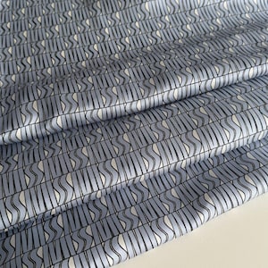 Exclusive Italian designer silk twill fabric, designer print, premium quality, color: blue, last piece 2.50 meters