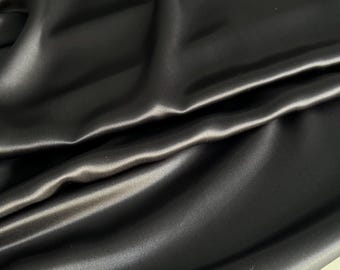 Italian silk satin fabric (no elastane), mulberry silk, black, premium quality