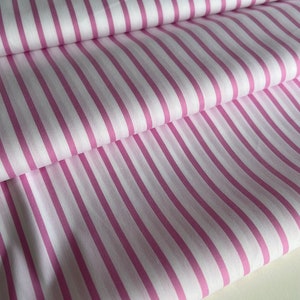 Exclusive, high-quality cotton-soft fabric, famous designer style, high quality, stripe print, color: pink, sold by the meter
