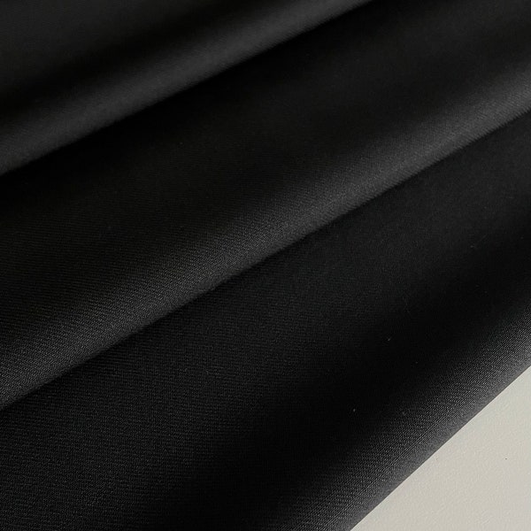 Tissu italien de luxe LANA VERGINE, 100% laine, qualité premium, couleur : noir