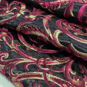 Tessuto jacquard italiano, di ottima qualità, misto seta-viscosa-poliestere