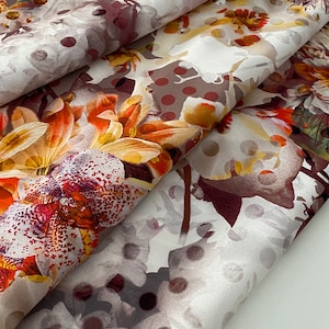 Exclusive, high-quality silk satin stretch fabric, best quality, designer print last piece 90 cm