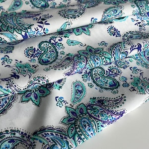 Exclusive Italian viscose satin fabric, beautiful print in ETRO style, designer fabric, high quality, sold by the meter