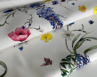 Esclusivo crêpe de chine di seta di alta qualità - tessuto satinato elasticizzato, famoso stile di design, alta qualità, stampa floreale
