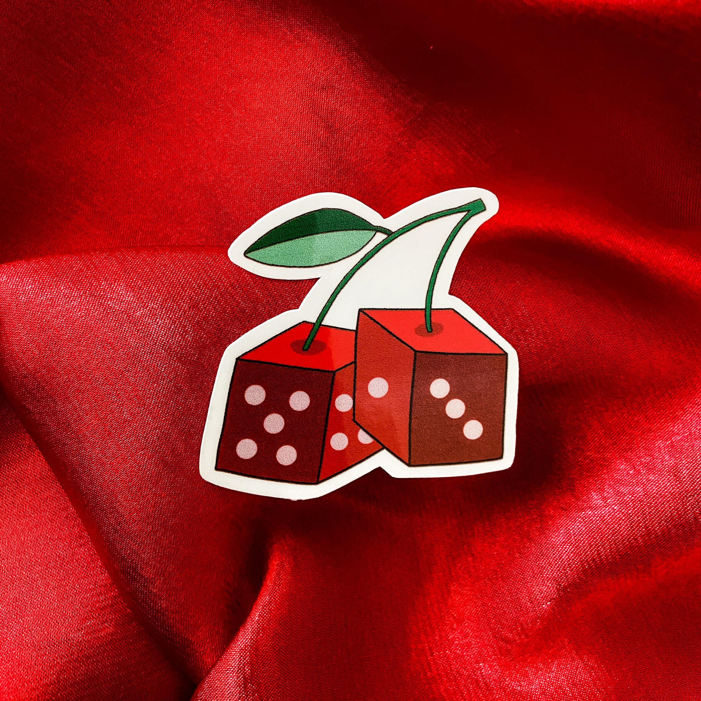 Cherry Dice Die Cut Glossy Sticker Etsy