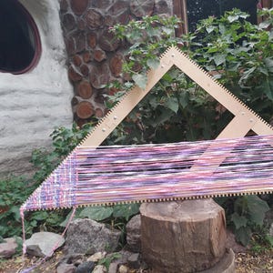 Telar de tres hilos BELINDA, 2 en 1. Telar de viaje. Telar dentado portátil. Bufandas, chales. Hilos artísticos. Fácil montaje y almacenamiento. Telar para tejer.