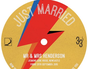 Glam Rock Wedding Guest Book: Personalized Vinyl Record Label (Digital File)