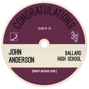 Custom Graduation Record Label Guest Book - Class of 2024 (Digital File)