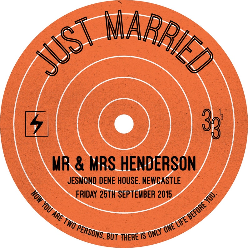 Customised Vinyl Record Label / Vinyl Record label / Record Label Sticker / Vinyl Wedding Guest Book / Alternative Wedding Guest Book image 7