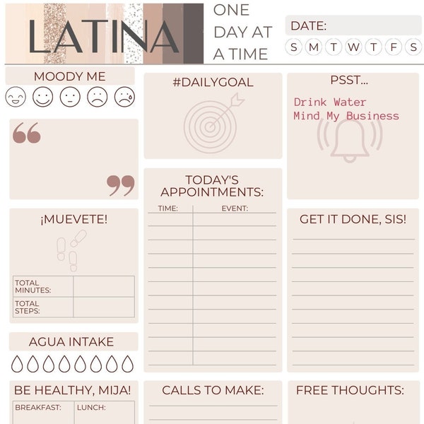 LATINA **PRINTABLE** Day Planner DOWNLOAD. Day By Day Planner. Latina Planner.