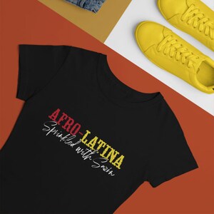 AFRO-LATINA Sprinkled with Sazón Youth Short Sleeve T-Shirt. Afro-Latina Girl T-Shirt. Black Girl. BiRacial Girl T-shirt.  Mommy and Me