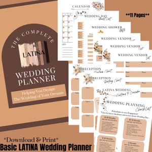 LATINA WEDDING PLANNER **Print & Download**.  Wedding Planner Printable. Digital Wedding Product. Latina Planner. Wedding Planner Download.