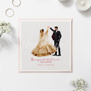 Luxe aangepaste trouwkaart | Mix & Match-wenskaart | Draaiende illustratie | Desi | Punjabi | Indiaas | Pakistaans | Huwelijkscadeau