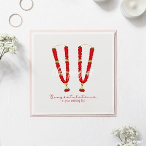 de mariage guirlande de luxe | hindou - sikh carte de vœux | Illustration de cérémonie de guirlande | Cadeau de mariage indien - Desi - pendjabi