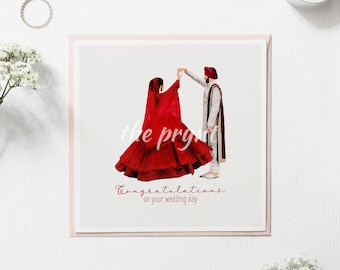 Luxury Sikh Wedding Card | Anand Karaj Greeting Card | Sikh Twirling Wedding Illustration | Sikh Wedding Ceremony | Indian Wedding Gift