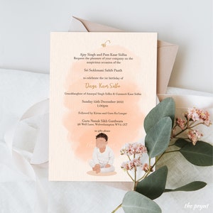 Sukhmani Sahib / Sri Akhand Paath Invitation | Baby Illustration | Sikhi | Sikh | Punjabi | Religious Ceremony | Sikhism | Birthday | Birth