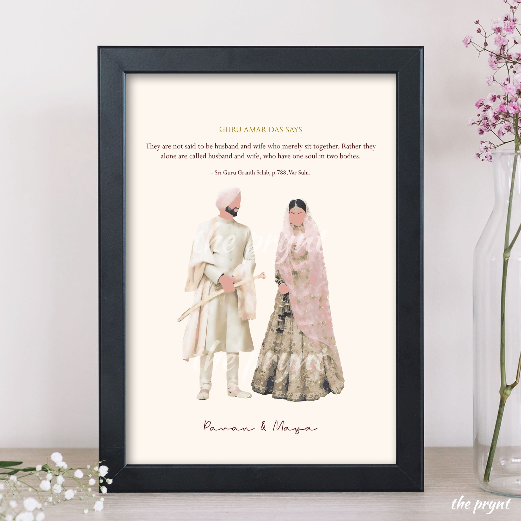 Personalised Sikh Wedding Gift Sikh Wedding Couple Illustration Sikhi