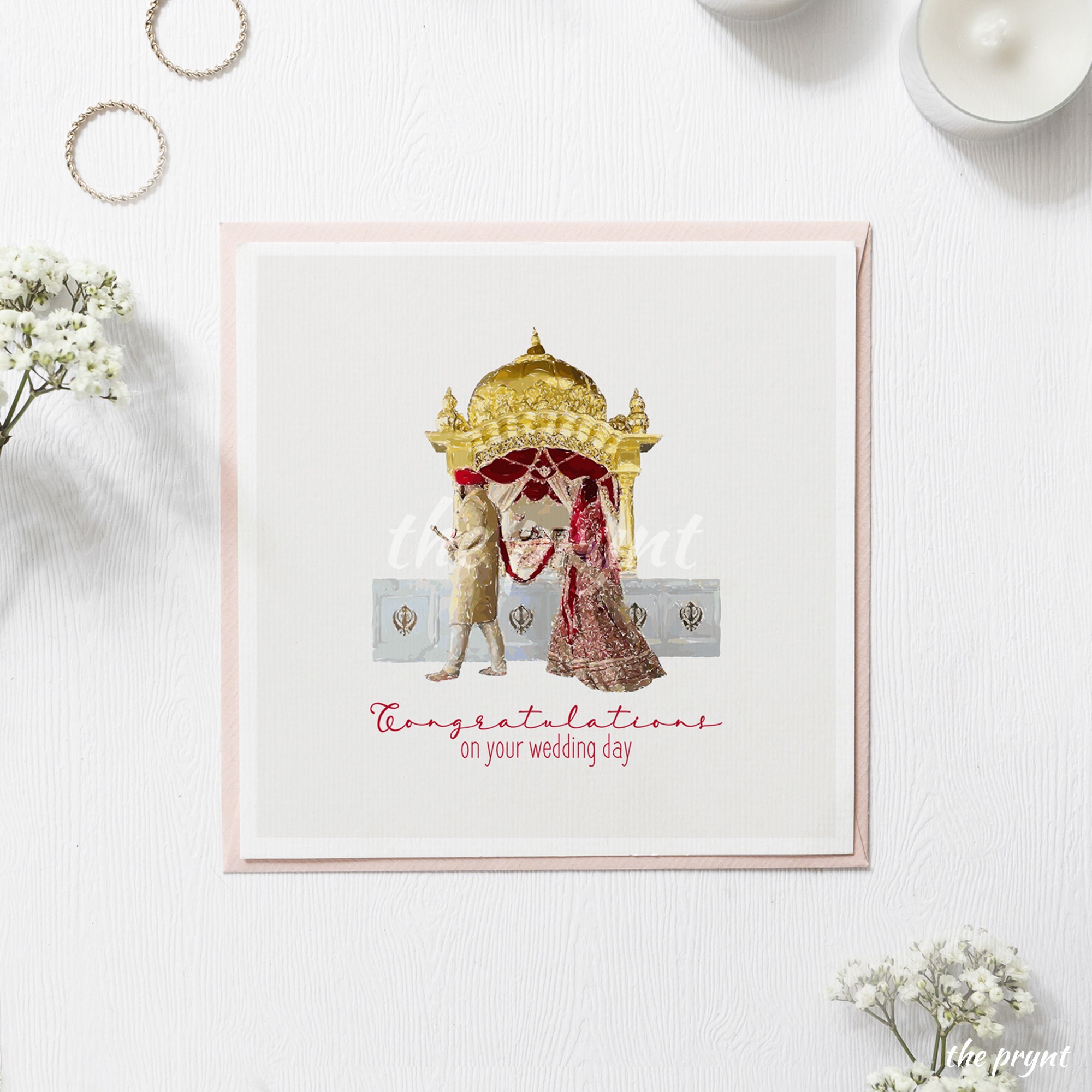 Luxury Sikh Wedding Card Anand Karaj Greeting Card Wedding Ceremony Bridal Illustration Sikh
