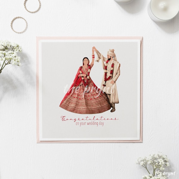 Luxuriöse Hindu-Hochzeitskarte | Vivaha-Grußkarte | Girlandenzeremonie wirbelnde Illustration | Indisches Hochzeitsgeschenk