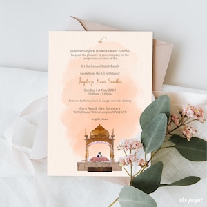 Sukhmani Sahib / Sri Akhand Paath Invitation | Palki Illustration | Sikhi | Sikh | Punjabi | Religious Ceremony | Sikhism | Birthday