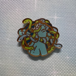 Medussa needleminder, medussa needle minder, greek myth needleminder, myth needleminder, cross stitch gift, goddess magnetic needle minder