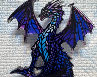 Dragon needleminder, dragon needle minder, fantasy magnetic needleminder, needle nanny, cross stitch needle minder, acrylic needle minder