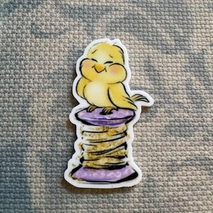 Bird needleminder, canary needle minder, magnetic needleminder, sewing needle nanny, cross stitch needle minder, spool needle minder