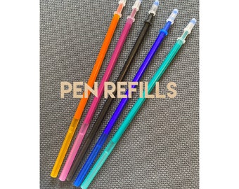 Pen refills, fine tip, stationary, black refill, blue refill, green refill, orange refill, office supplies, fits cat, animal pens
