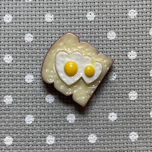 Egg on toast / brea/ food / sweets / needle minder / needleminders / needleminder / needle minders / magnetic/ cross stitch / embroidery