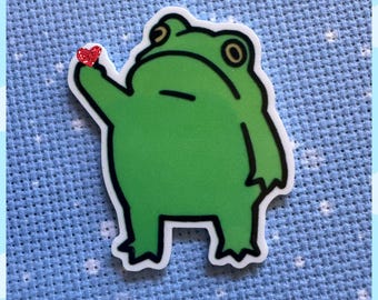Snarky needleminder, funny needleminder, snarky needle minder, magnetic needle keep, cross stitch needle minder, frog needleminder,
