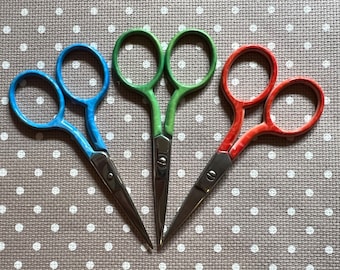 Orange scissors, Blue scissors, green scissors, embroidery scissors, 9cm, sharp tip