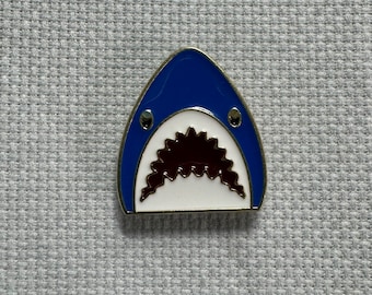 Shark needleminder, fish needle minder, enamel needleminder, ocean needle minder, cross stitch needle minder, magnetic needle minder